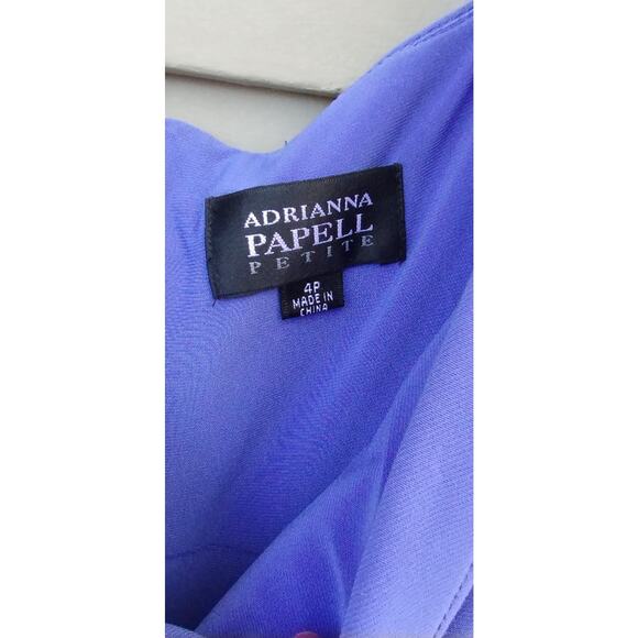 Adrianna Papell Periwinkle Blue  Mini Dress Sz 4P Ruffles Sleeveless Purple ish - Picture 2 of 9